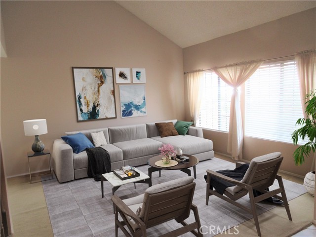 Living Room with Vaulted Ceiling