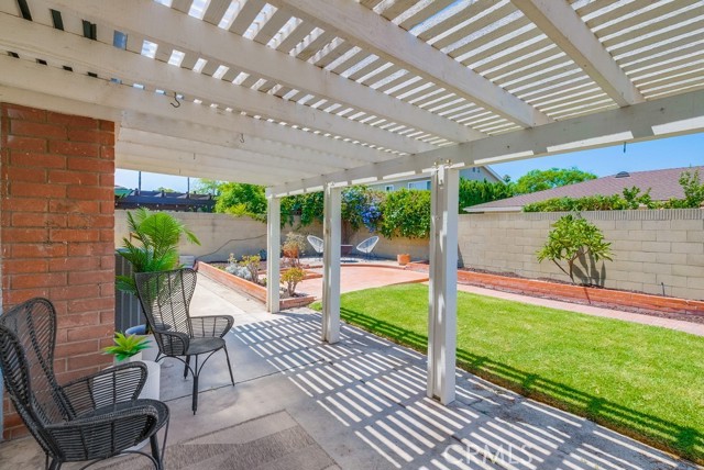 Pergola in backyard