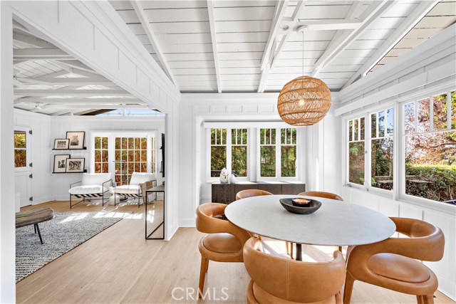 Serene dining room open to the living room and kitchen