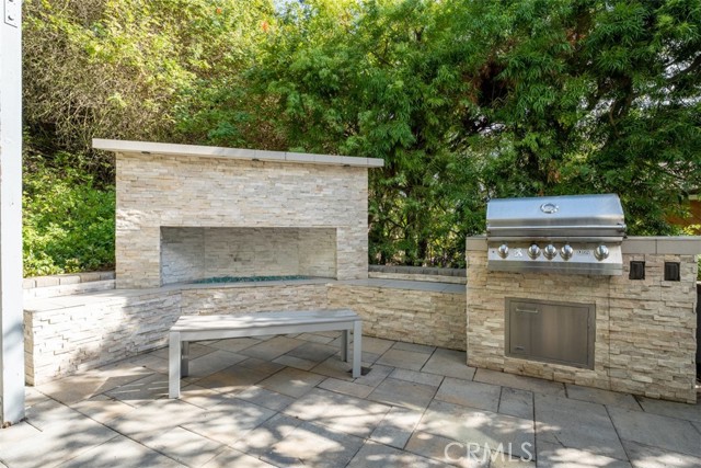 Gas fireplace and BBQ in private pbackyard