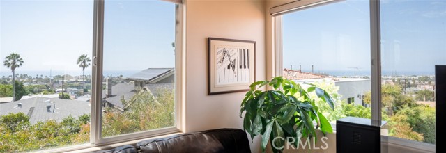 Sweeping views of the Santa Monica Bay from throughout the upper level.