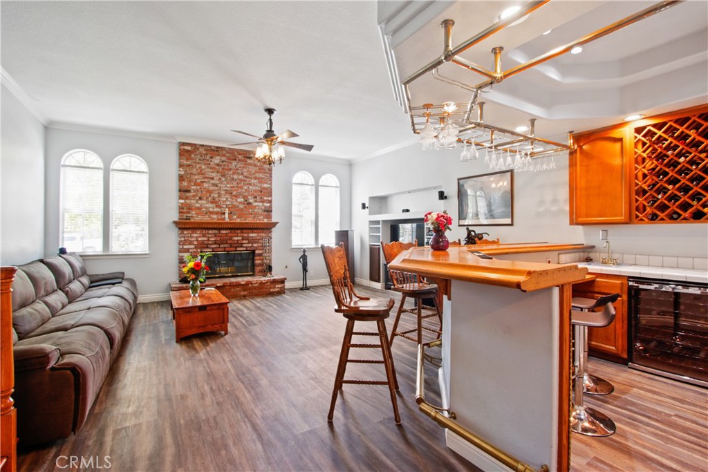Family room with bar
