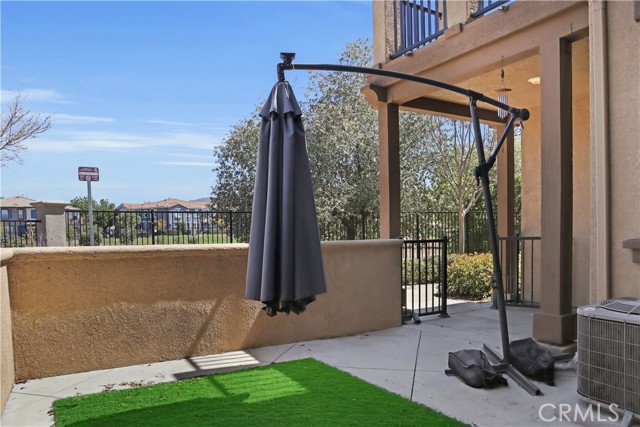 Private front patio facing lake.