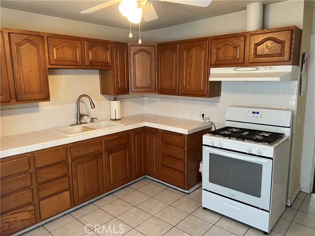 Nice tile counter tops and newer cabinets