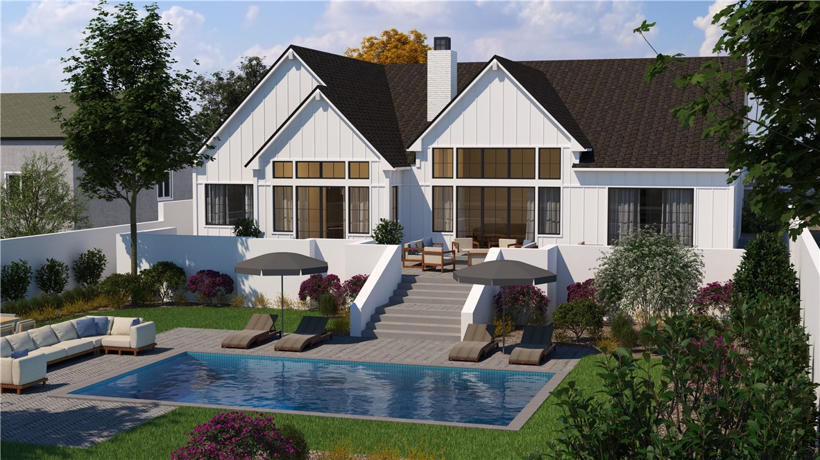 Rendering of the back of the home and garden.