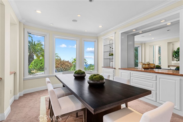 Formal dining room with ocean view.