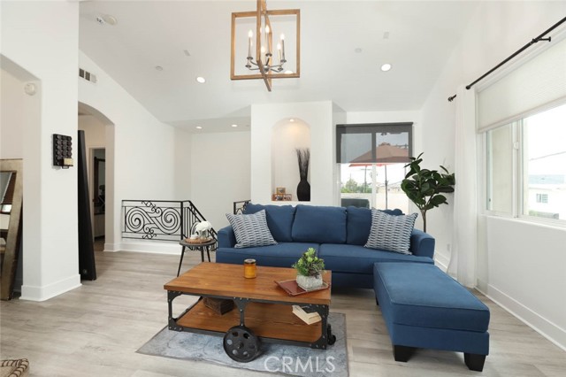 Living room with patio door on right