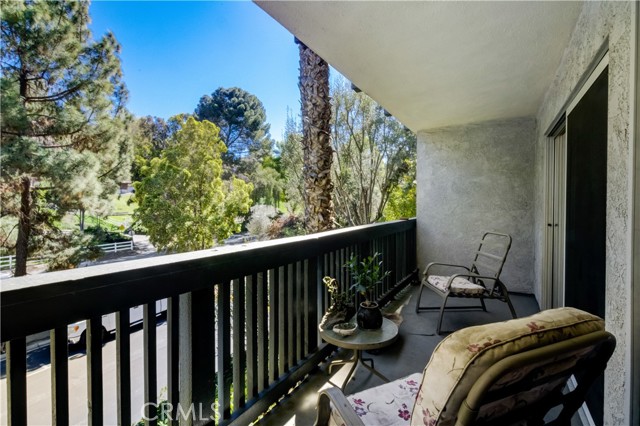 Great private balcony overlooking the trees and neighborhood!