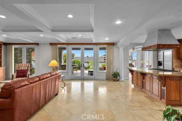 Family Room/Kitchen with French Doors to Backyard