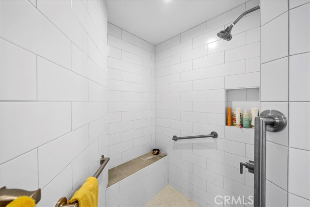 Spacious walk-in shower.