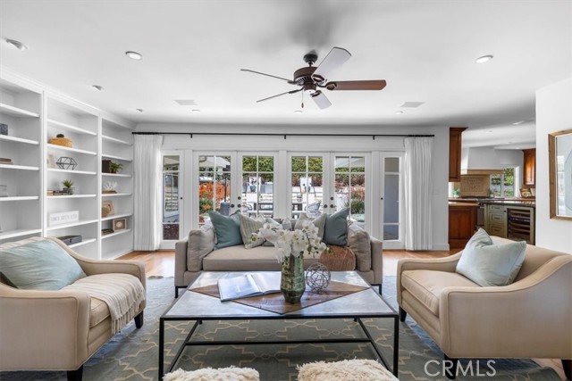 Family Room with views of the Amazing Backyard and Open to the Gourmet Kitchen.