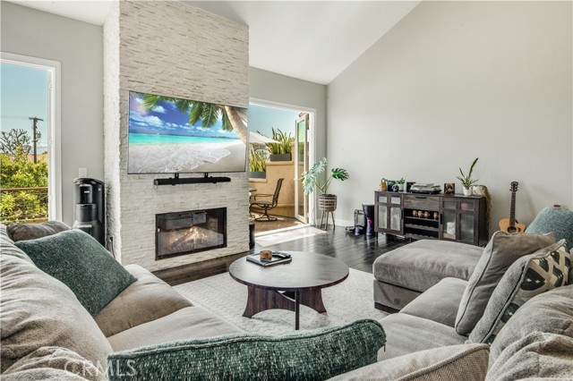 Living Room looking toward both french doors leading to private deck