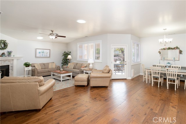 Movie night with family and friends in this beautiful open room that includes the kitchen