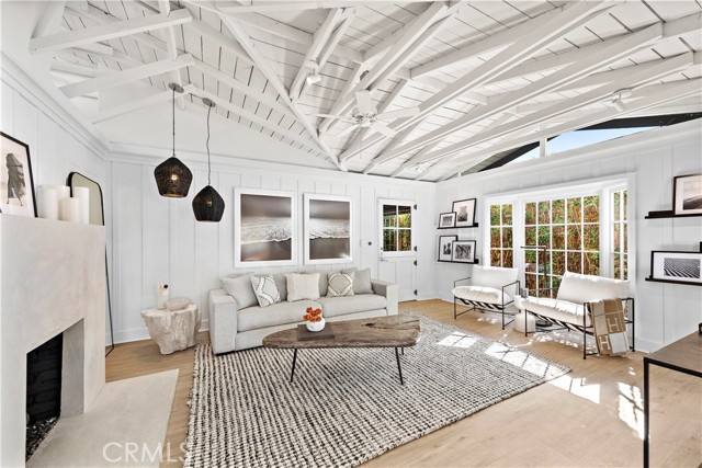 The stunning living room with fireplace
