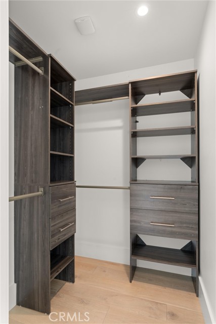 One of 2 walk-in closets in master