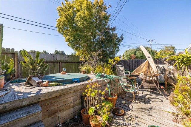 Backyard with hot tub