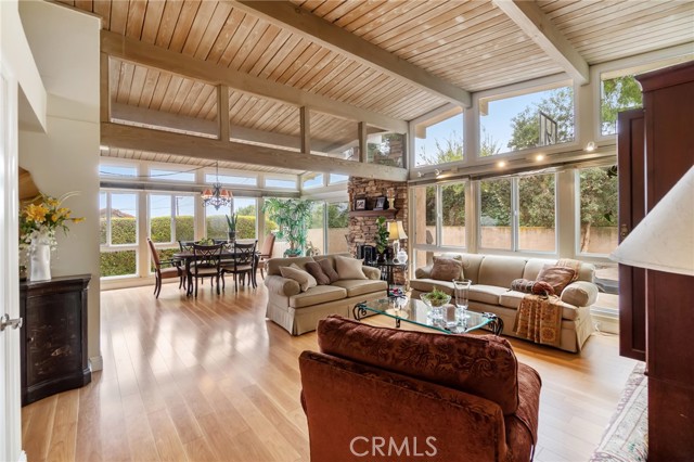 Family room looking at dining room and view