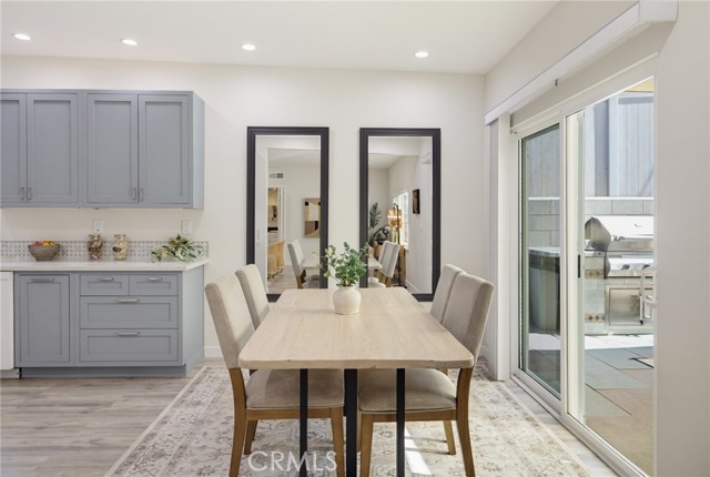 Dining room with slider to the back yard