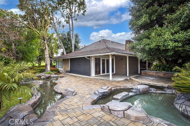 Water features in backyard