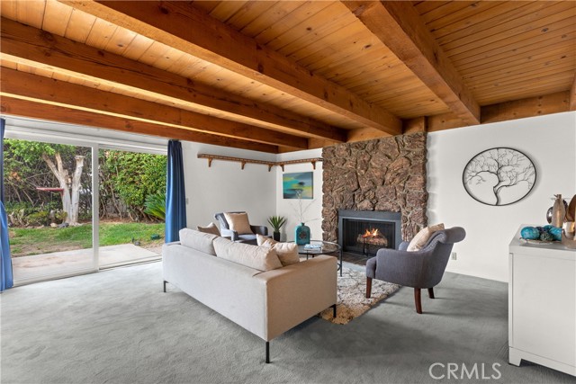 Beautiful wood beams and DBL Pane sliding glass door.