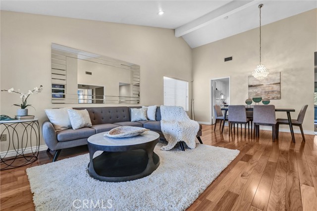 living room and dining area