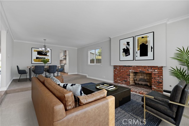 Living and dining room virtually staged.