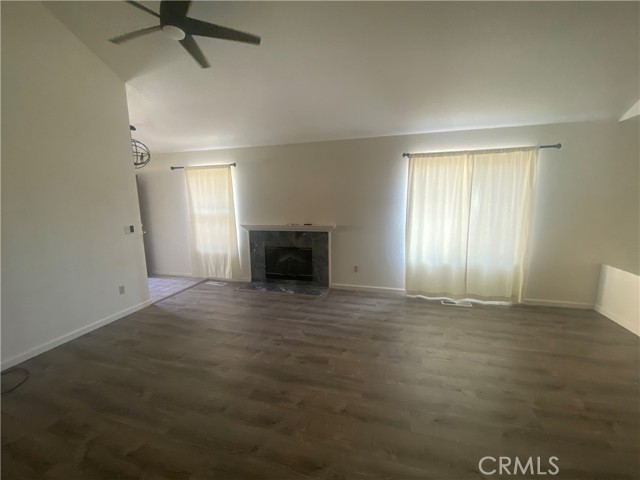 Living area with fireplace.