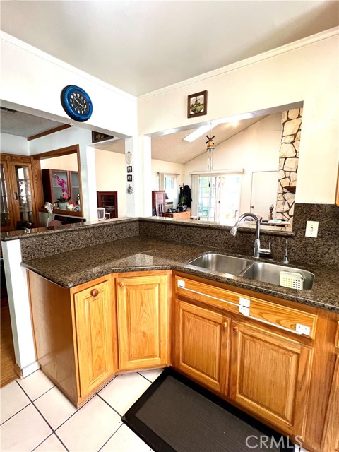 Kitchen opens to dining area and family room