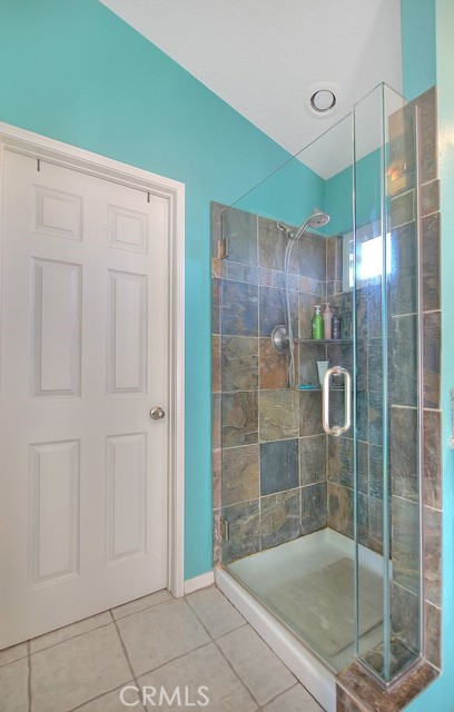 Stone walk-in shower