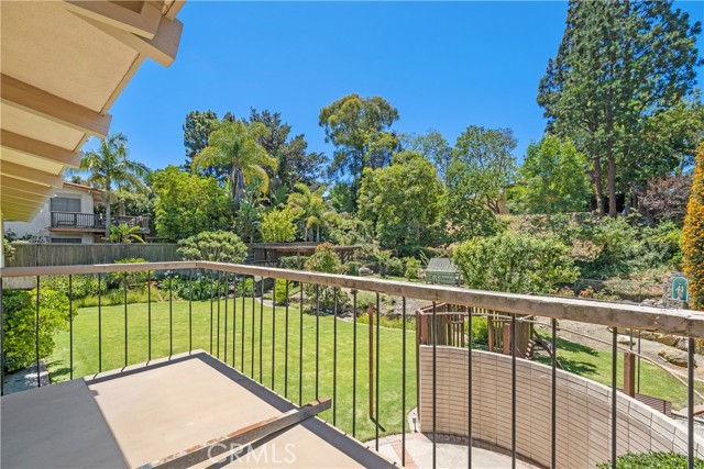 Balcony outside of dining room over looking back yard