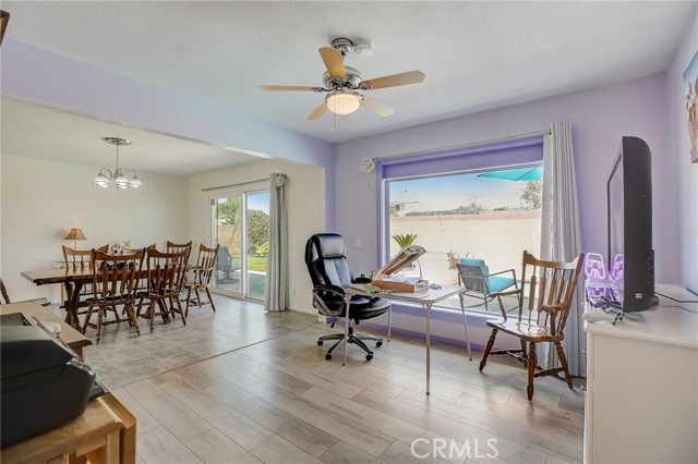 Dining area and den.