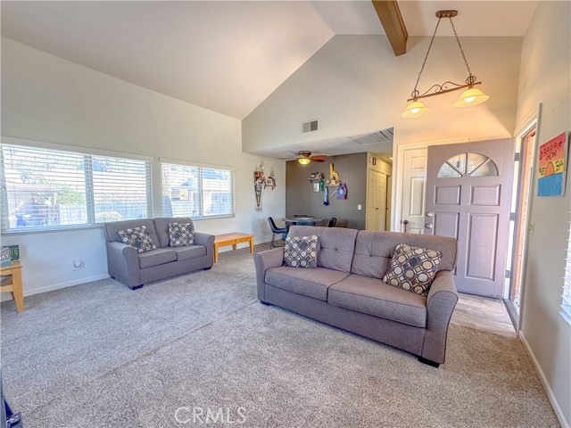 Living room open to dining room