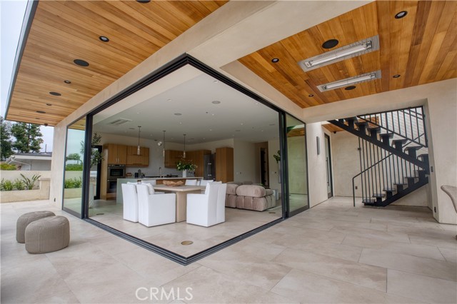 Cedar on ceiling, Led lights, speakers individually controlled room by room by on you phone app
built in ceiling radiant heating system for ypou outdoor entertainment dining watching the romantic sunset either from here or on roof top with grill kitchen and refrigerated drawers