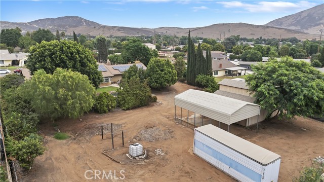 Back aerial view looking towards the back of home