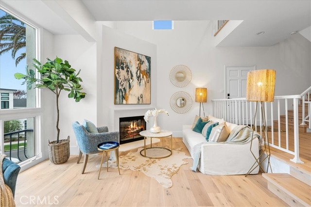 Formal living space with fireplace.