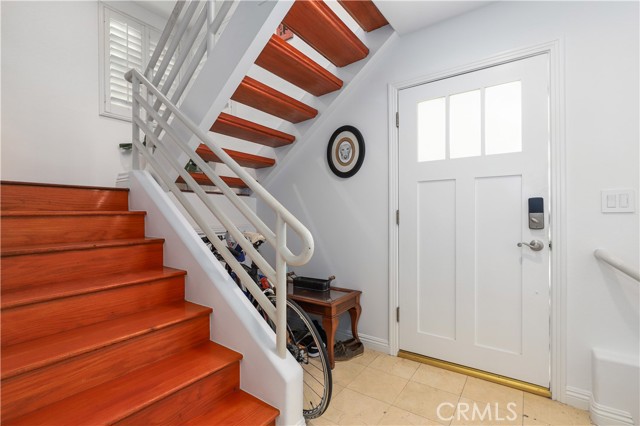 Entry way....upstairs to your living space, downstairs to your garage. Entry level is bedroom level.