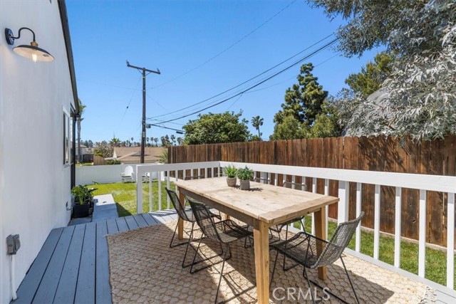 Amazing outdoor deck directly off the dining area that you can sit, relax and watch friends, family, kids, and dogs in the enclosed yard.