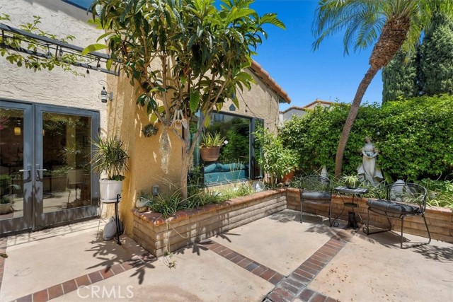 Patio with fruit trees