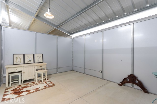 The concrete floor feed room is resistant to rodent intrusion, and moisture for a cleaner, safer environment for feed bins, refrigerator, plus long-term durability.