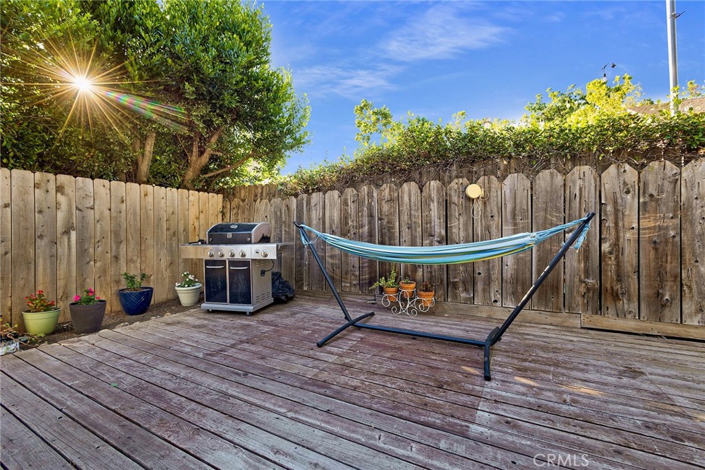 Backyard with deck.