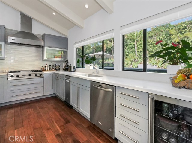 Kitchen with stainless steel appliances