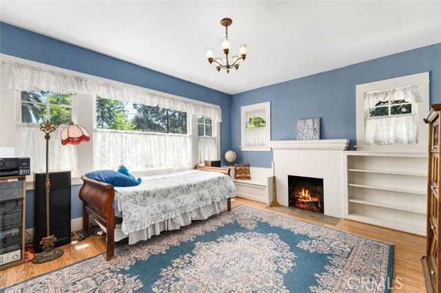 Downstairs bedroom with built ins.