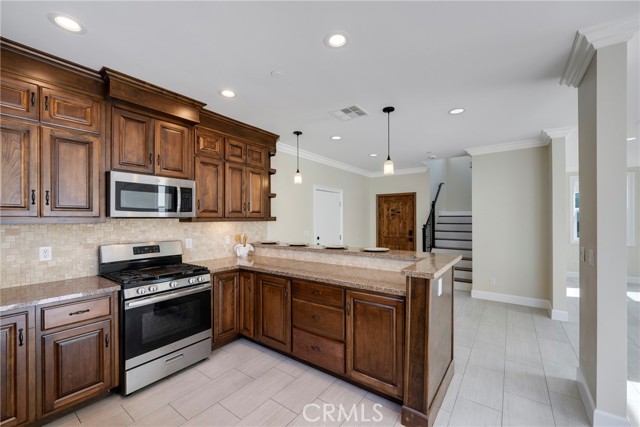 Expansive granite counters for food prep.