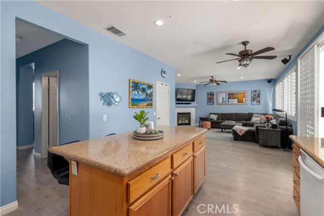 Kitchen open to family room.