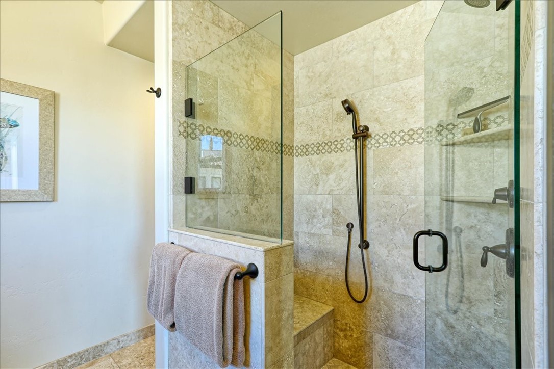 Custom tile shower with built-in seat
