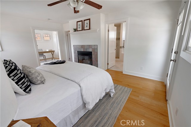 Primary Bedroom with alcove, double closets and two patios