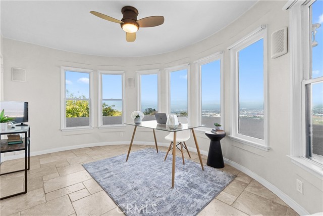 Bedroom #2 is highlighted by the stunning views from the large circular bedroom with commanding views of Southern California.