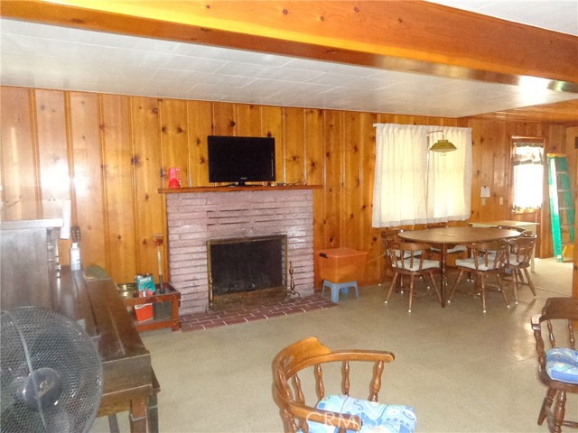 Firreplace and dining area in living room