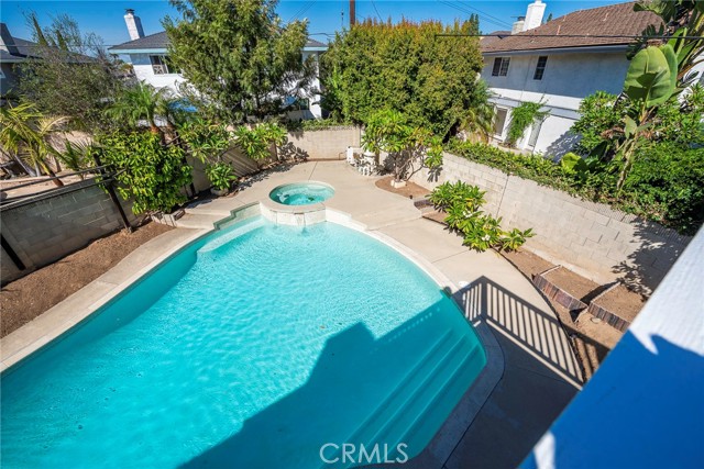 Sparking pool in large backyard