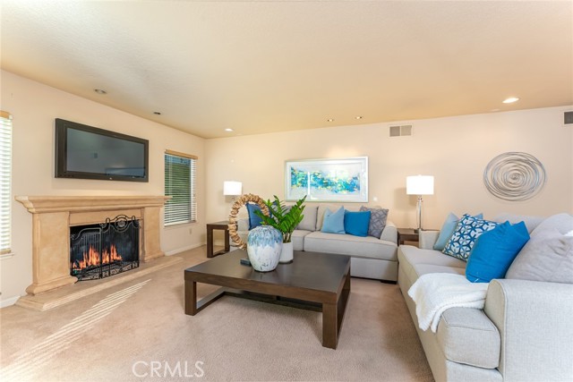 Cozy fireplace in family room